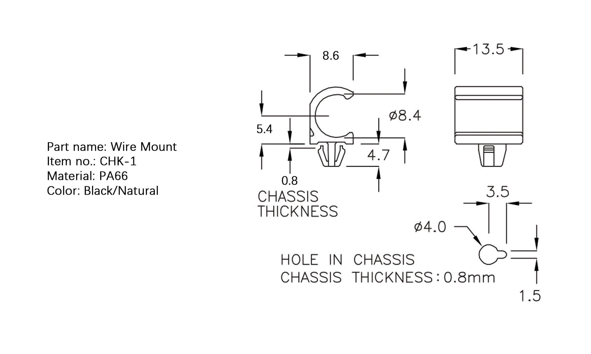 Plastic Wire Mount CHK-1